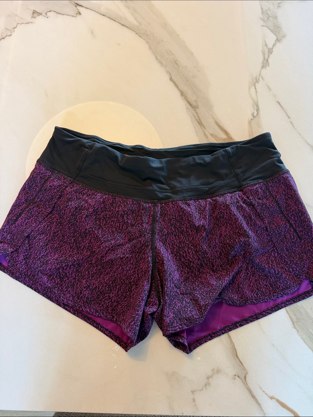 lululemon athletica Purple Athletic Shorts with Black Waistband